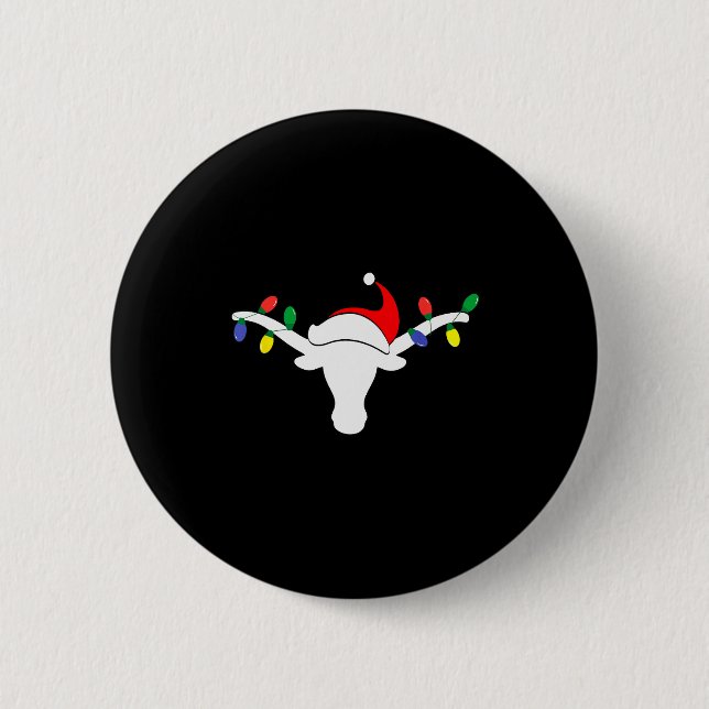 Badge Rond 5 Cm White Longhorn Christmas Lights Santa Hat Horn Ant (Devant)