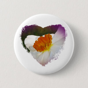 Badge Rond 5 Cm White Narcissus Floral Coordinated Items