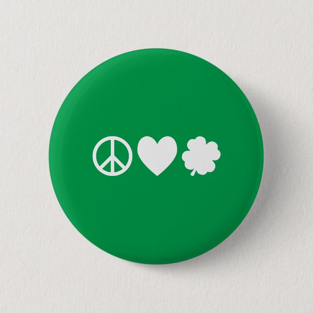 Badge Rond 5 Cm White Peace Love & Shamrocks (Devant)