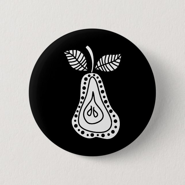 Badge Rond 5 Cm white Pear (Devant)