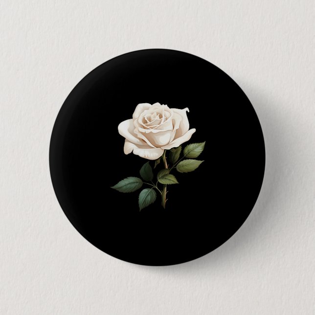 Badge Rond 5 Cm White Rose Graphic  (Devant)