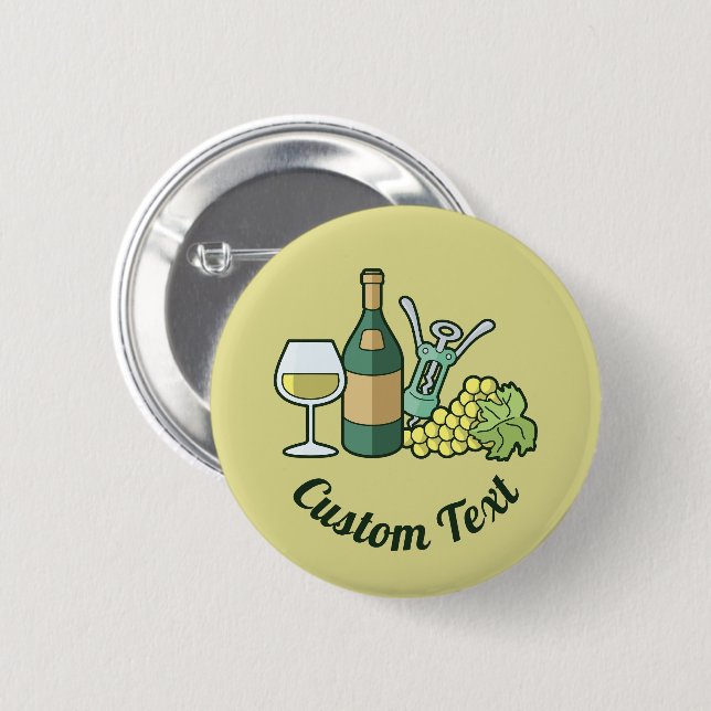 Badge Rond 5 Cm White Wine Button (Devant & derrière)