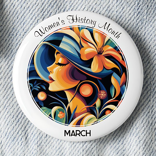 Badge Rond 5 Cm White Women's History Month (Créateur téléchargé)
