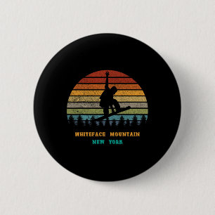 Badge Rond 5 Cm Whiteface Mountain New York Vintage Sun Snowboardi