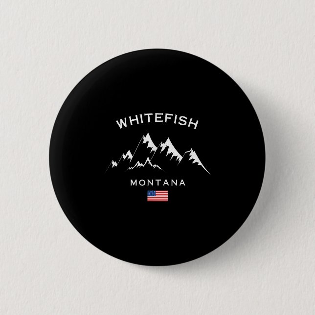 Badge Rond 5 Cm Whitefish Montana Ski Resort Rocky Mountains Skiin (Devant)