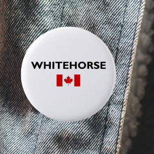 Badge Rond 5 Cm Whitehorse Canada Canadian Flag Light-Color