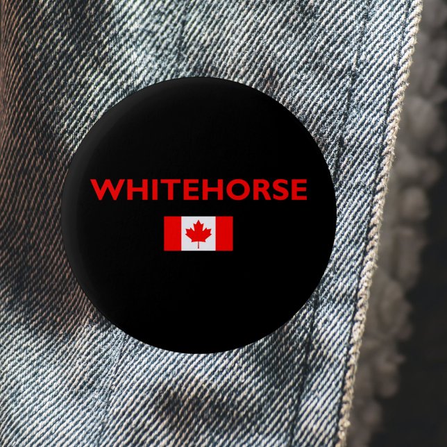 Badge Rond 5 Cm Whitehorse Canada Drapeau canadien Couleur foncée (Créateur téléchargé)