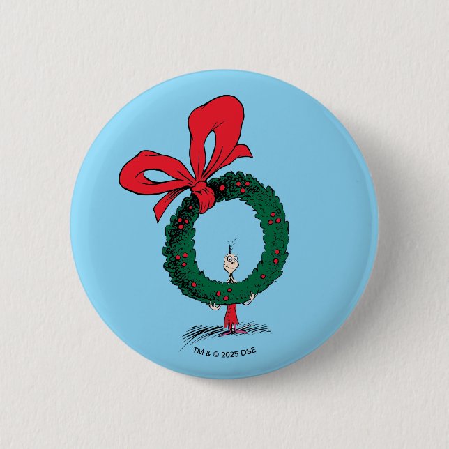 Badge Rond 5 Cm Who Peeking Through Christmas Wreath (Devant)
