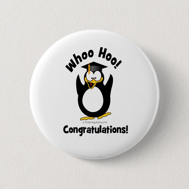 Badge Rond 5 Cm whoo pingouin d'obtention du diplôme de (Devant)