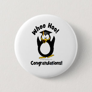 Badge Rond 5 Cm whoo pingouin d'obtention du diplôme de
