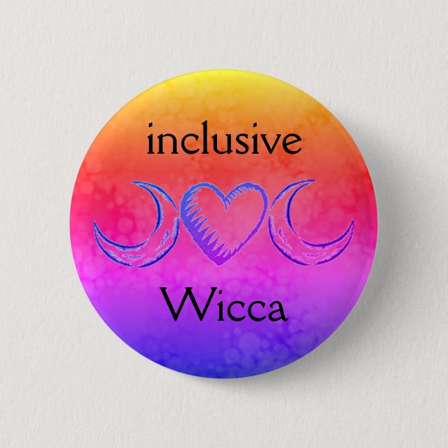 Badge Rond 5 Cm Wicca inclus (jaune, rose chaud, bleu) (Devant)