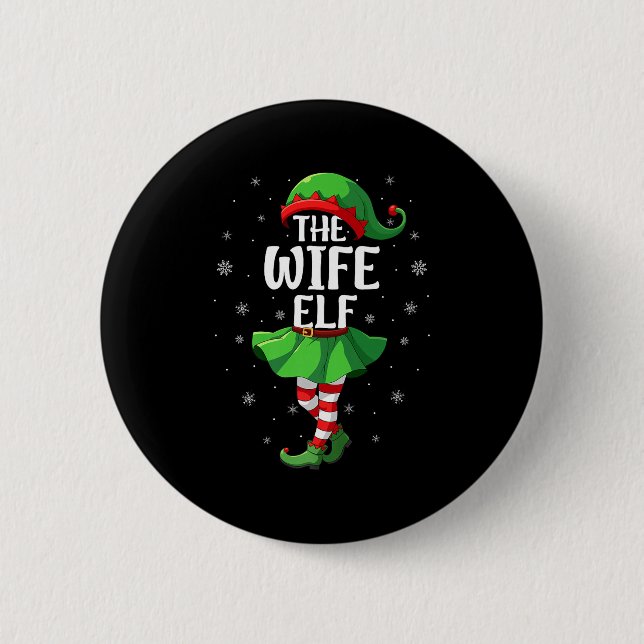 Badge Rond 5 Cm Wife Elf Christmas Girls Women Elf Squad Xmas Fami (Devant)