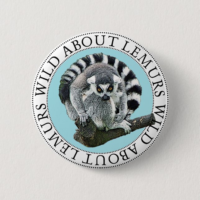 Badge Rond 5 Cm Wild About Lemurs (Devant)