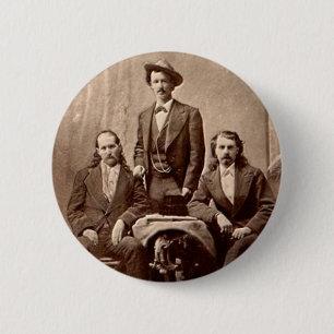 Badge Rond 5 Cm Wild Bill Hickok - le Texas Jack - Buffalo Bill