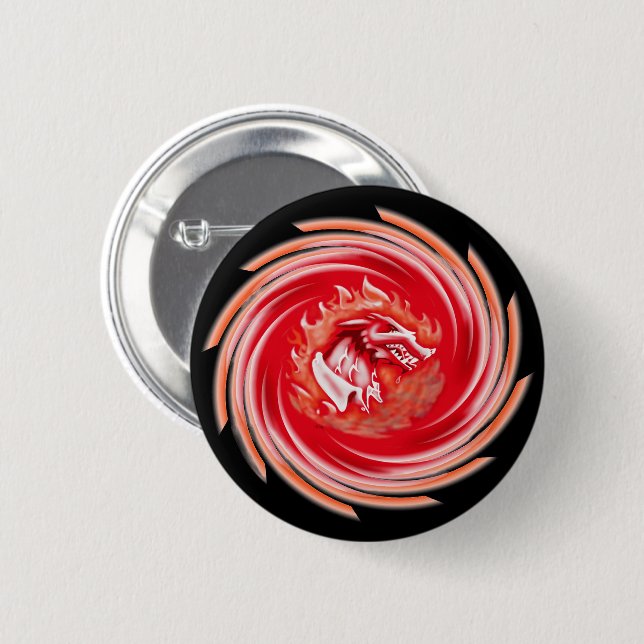 Badge Rond 5 Cm Wild Wolf Whirling bouton noir (Devant & derrière)