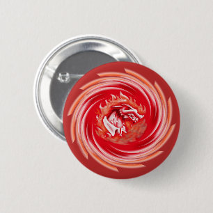 Badge Rond 5 Cm Wild Wolf Whirling bouton rouge