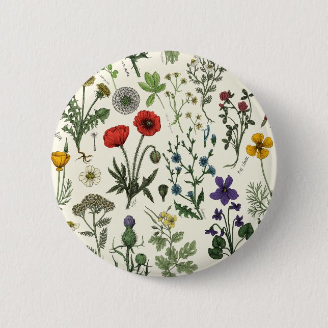 Badge Rond 5 Cm Wildflowers collage (Devant)