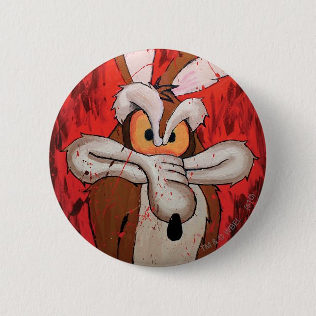Badge Rond 5 Cm WILE E. COYOTE™ Fureur Rouge (Devant)
