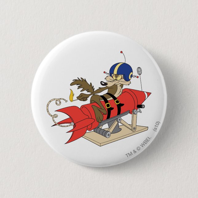 Badge Rond 5 Cm Wile E. Coyote lance Red Rocket (Devant)