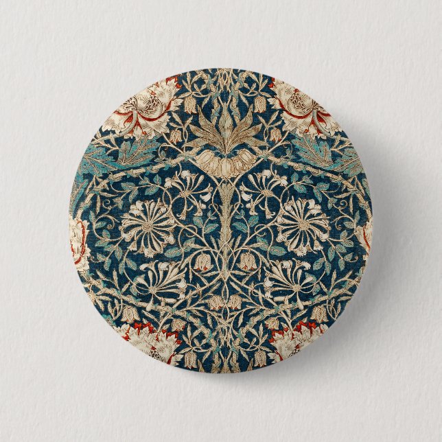 Badge Rond 5 Cm William Morris Antique Fleur de Chèvrefeuille (Devant)