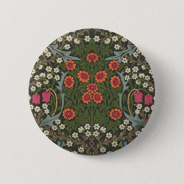 Badge Rond 5 Cm William Morris Blackthorn Garden Flower Classic (Devant)