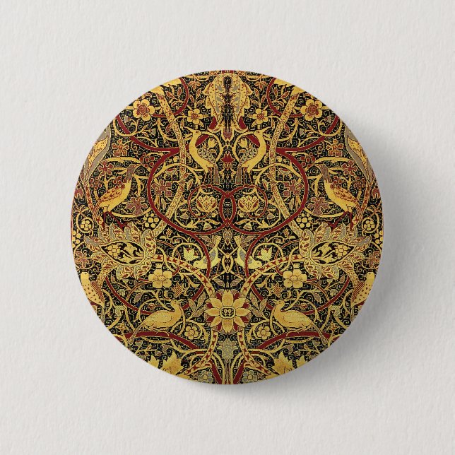 Badge Rond 5 Cm William Morris Bullerswood Tapisserie Faux (Devant)
