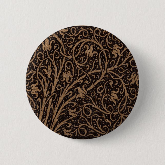 Badge Rond 5 Cm William Morris Campion Cuir Damassé (Devant)