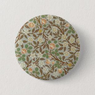 Badge Rond 5 Cm William Morris Clover Fleur botanique