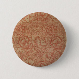 Badge Rond 5 Cm William Morris Fleur de pavot rose Floral
