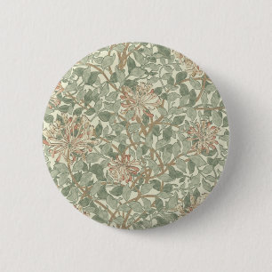 Badge Rond 5 Cm William Morris Honeysuckle Vert Floral