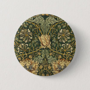 Badge Rond 5 Cm William Morris Honeysuckle Vert Floral