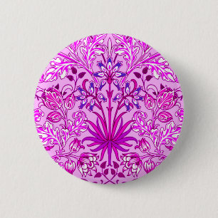 Badge Rond 5 Cm William Morris Hyacinth Imprimer, Lavande et Viole