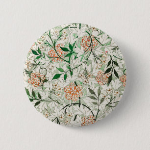 Badge Rond 5 Cm William Morris Jardin de Jasmin Fleur Classique