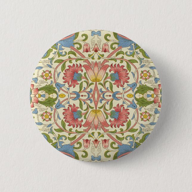Badge Rond 5 Cm William Morris Loddon Blossom Motifs Floraux (Devant)