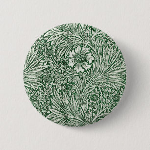 Badge Rond 5 Cm william morris marigold fleurs vertes