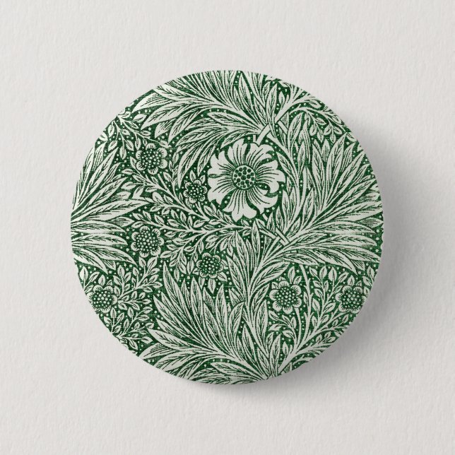 Badge Rond 5 Cm william morris marigold fleurs vertes (Devant)