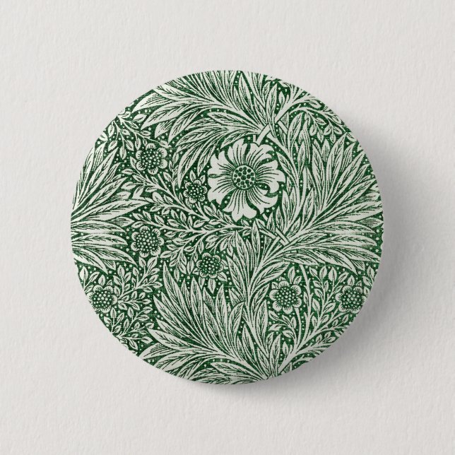 Badge Rond 5 Cm william morris marigold vert floral fleur (Devant)