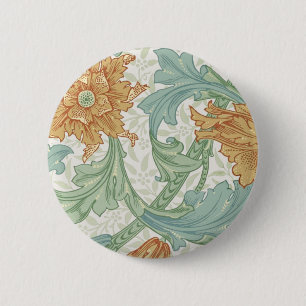 Badge Rond 5 Cm William Morris modèle floral à tige unique