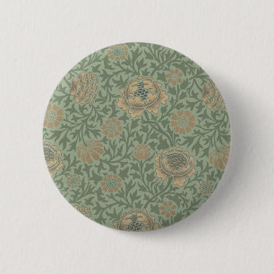 Badge Rond 5 Cm William Morris motif floral Grafton vert sauge