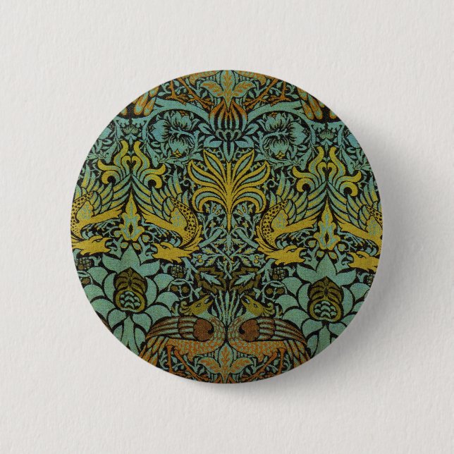 Badge Rond 5 Cm William Morris Peacock Dragon Fond d'écran (Devant)