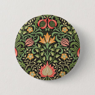 Badge Rond 5 Cm William Morris Persian Floral Antique