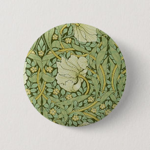 Badge Rond 5 Cm William Morris Pimpernel Fond d'écran bleu Floral