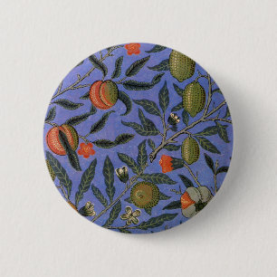 Badge Rond 5 Cm William Morris Pomegranate Bleu papier peint color