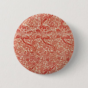 Badge Rond 5 Cm William Morris Rose & chardon Floral Rouge