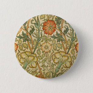 Badge Rond 5 Cm William Morris Rose rose Border Art Floral