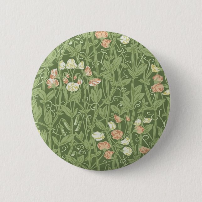 Badge Rond 5 Cm William Morris Sweet Pea Floral Design (Devant)