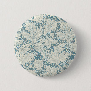 Badge Rond 5 Cm William Morris Wallflower bleu damas floral