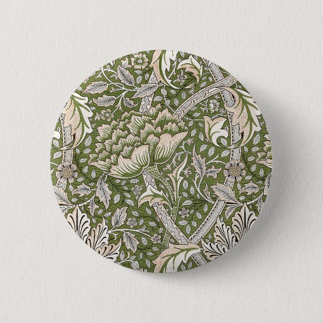 Badge Rond 5 Cm William Morris Windrush fleurs florales classique (Devant)
