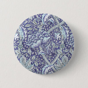 Badge Rond 5 Cm William Morris Windrush motif floral bleu