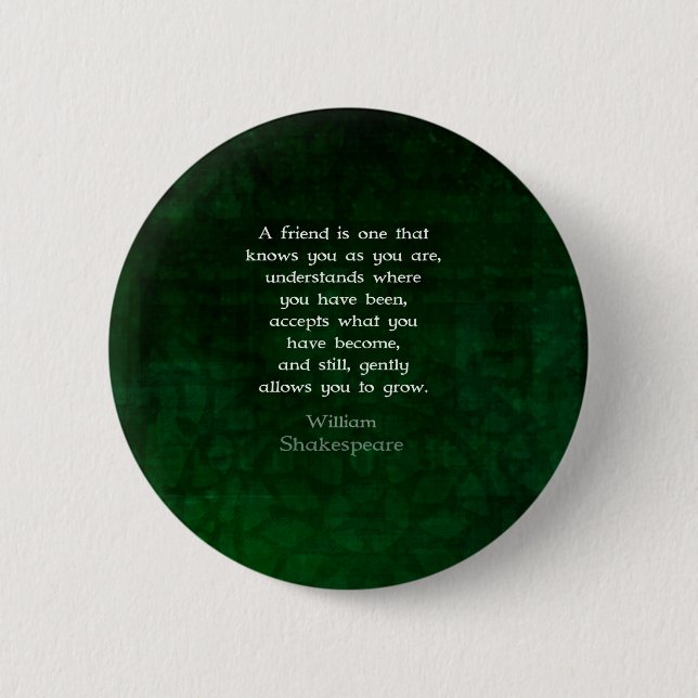 Badge Rond 5 Cm William Shakespeare Friendship Citation Inspiratio (Devant)